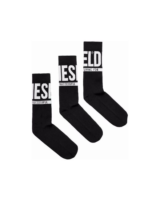 Chaussettes Paires de chaussettes coton, lot de 3 DIESEL pour homme en coloris Black