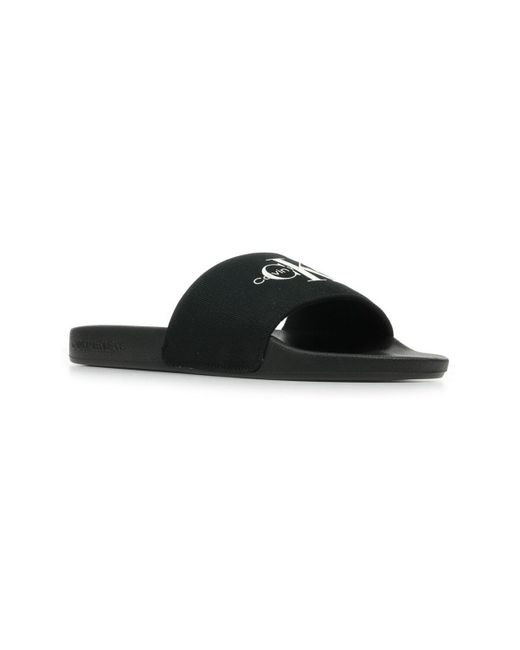 Sandales Slide Monogram Cv Calvin Klein pour homme en coloris Black