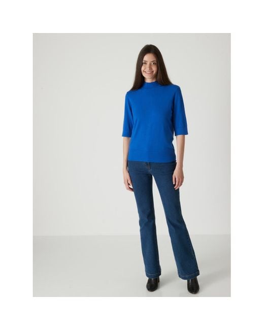 Pull by - Pull col montant manches au coude Daxon en coloris Blue