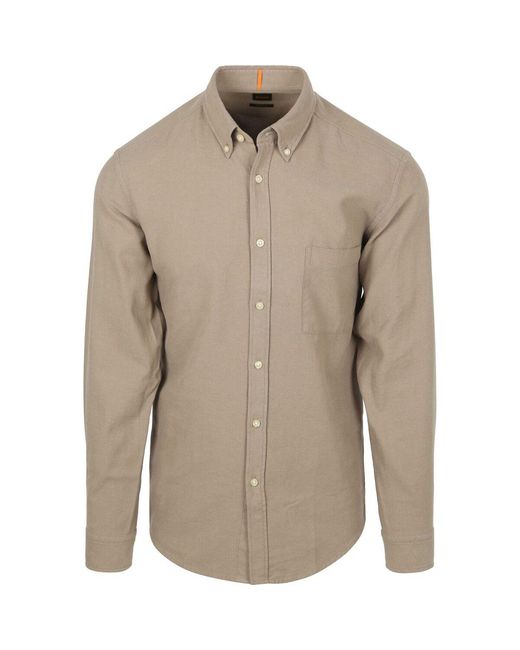 Boss Overhemd Lange Mouw Rickert Overhemd in het Brown voor heren