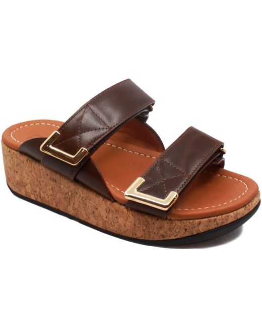Sandales nu-pieds avec scratch en cuir Fitflop en coloris Brown