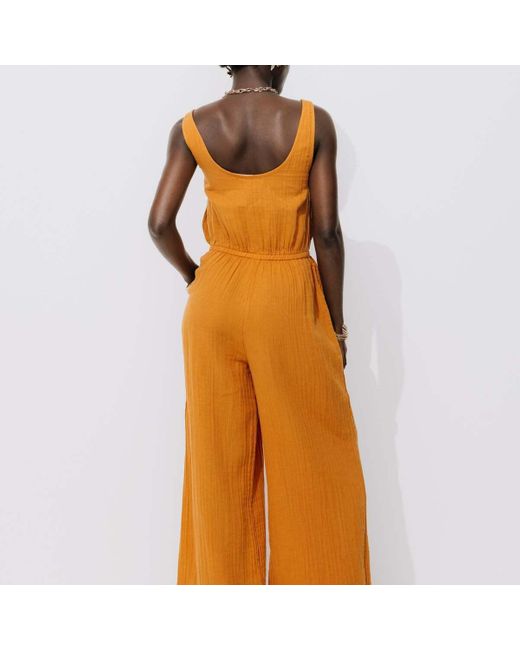 Pantalon Combi pantalon gaze de coton Promod en coloris Orange Lyst