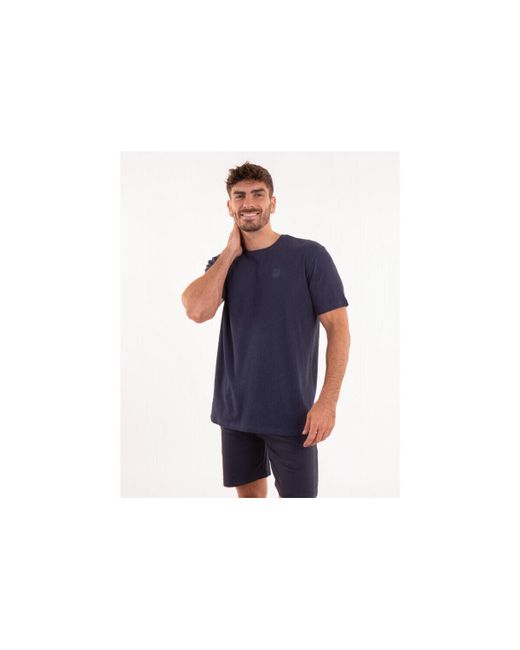 T-shirt T-shirt manches courtes uni en coton lin Camberabero pour homme en coloris Blue