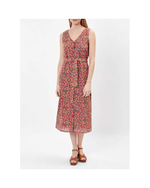Robe Robe imprimée longue boutonnée coton bio et lin OULIA La Fiancee Du Mekong en coloris Red