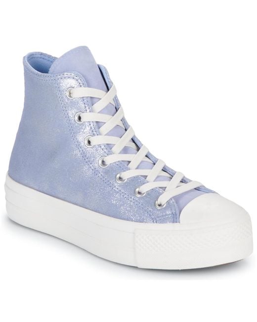 Converse Blue Turnschuhe Chuck Taylor All Star Lift Platform Suede Shimmer