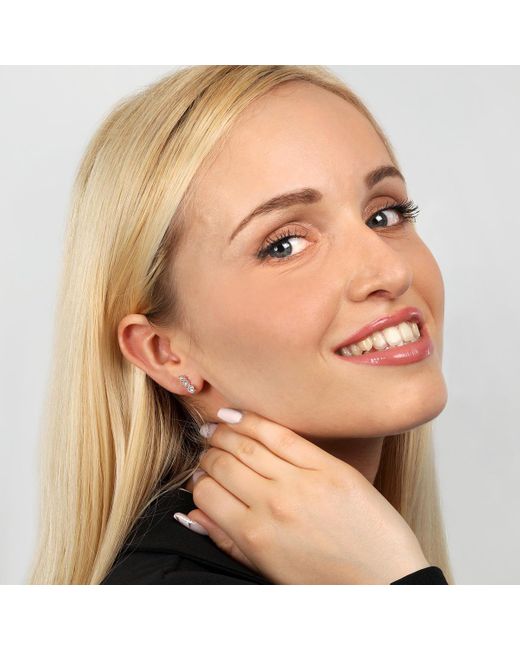 Boucles oreilles Boucles d'oreilles en argent 925/1000 recyclé et zircon Cleor en coloris Metallic