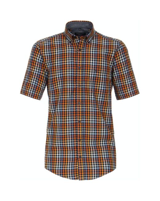 CASA MODA Overhemd Lange Mouw Short Sleeve Overhemd Ruiten in het Black voor heren