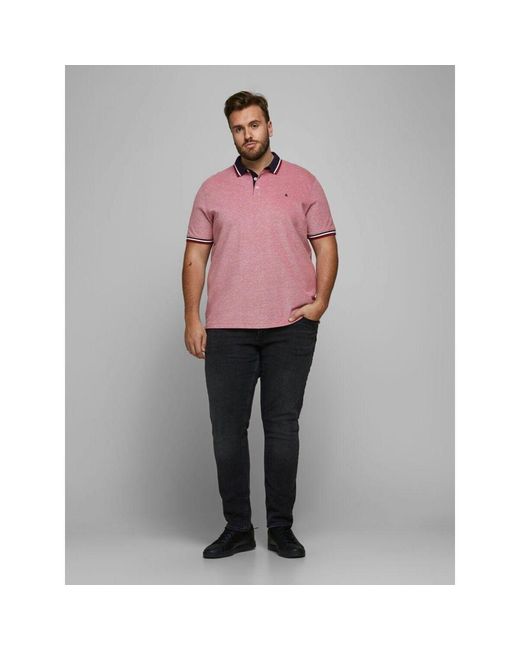 Polo 12143859 PAULOS POLO SS-RIO RED Jack & Jones pour homme en coloris Pink