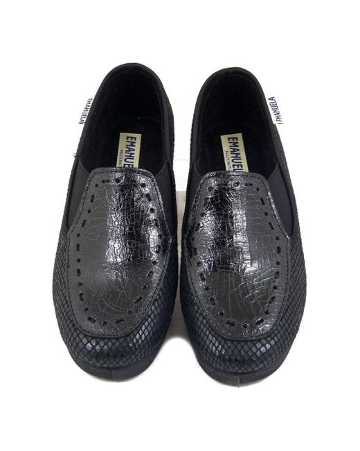 Chaussons Chaussures, Mocassin, Tissu et Cuir-2255 Emanuela en coloris Black
