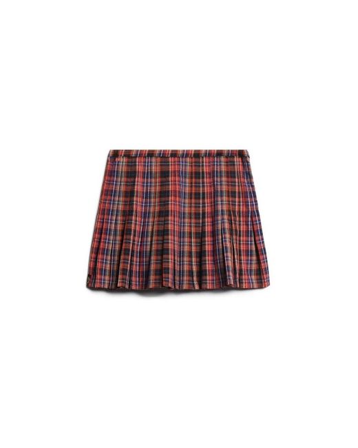Jupes Mini jupe à carreaux à taille mi-haute Superdry en coloris Red