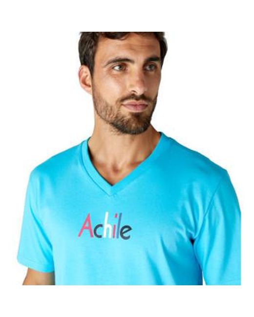 Pyjamas / Chemises de nuit Pyjama court en pur coton STARS Achile pour homme en coloris Blue