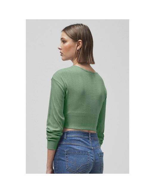 Blouses Top jersey crop à piqures plissées devant tordu Enorsia en coloris Green