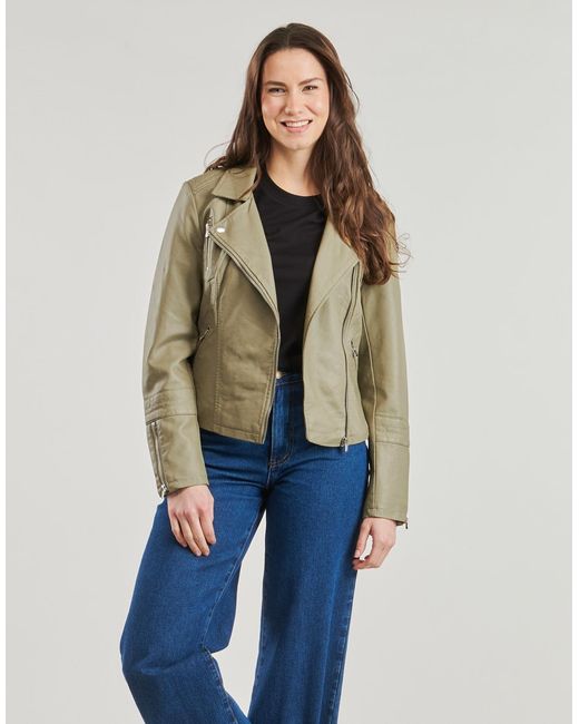 ONLY Leren Jas Onlgemma in het Green