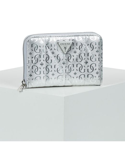 Guess Portemonnee Aldina Slg Medium Zip Around in het Metallic