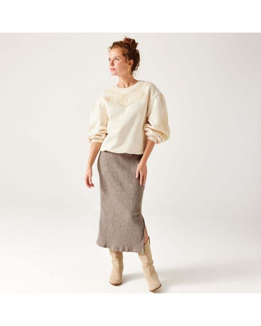 Jupes Jupe midi en maille plissee Promod en coloris Neutre Lyst