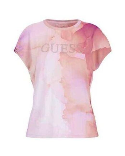 T-shirt W5RI09 K68D2-F0D9 Guess en coloris Pink