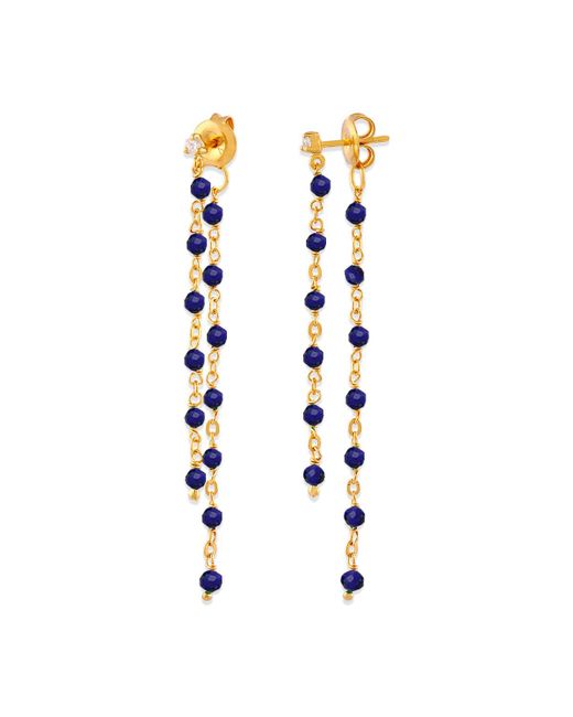 Boucles oreilles Boucles D Oreilles Argent Dorée Double Chaine Longue Et Orusbijoux pour homme en coloris Blue