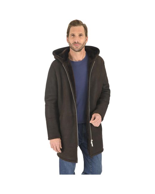 Manteau Manteau capuche mérinos marron-045305 La Canadienne pour homme en  coloris Noir | Lyst