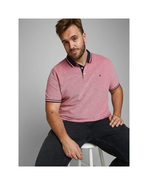 Polo 12143859 PAULOS POLO SS-RIO RED Jack & Jones pour homme en coloris Pink