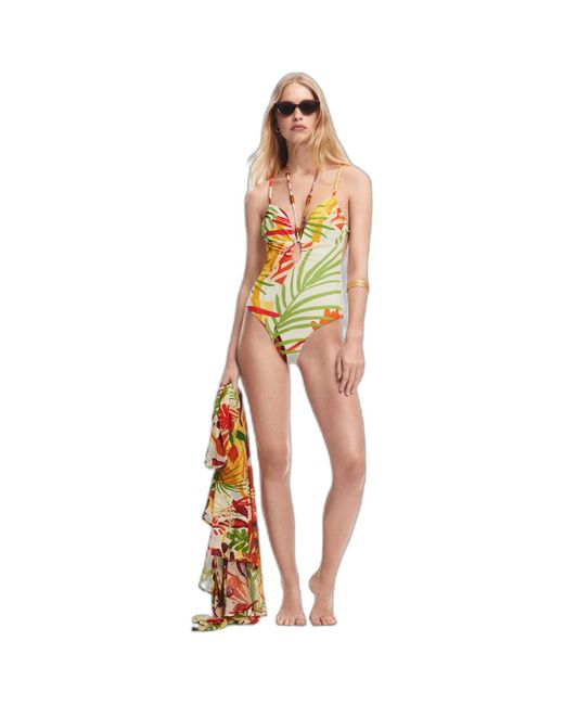 Desigual Badpak Maillot De Bain 1 Pièce Femme Belice Tropi One P in het Yellow