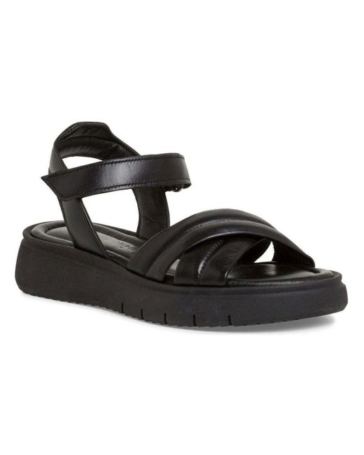Sandales black leather casual open sandals Tamaris