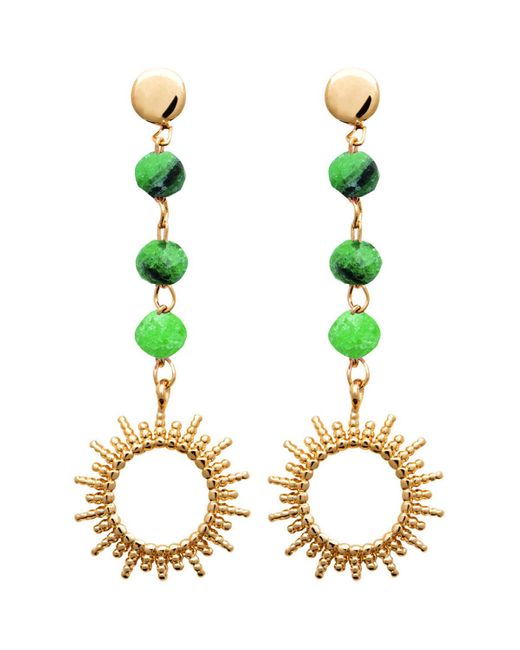 Boucles oreilles Boucles d'oreilles soleil rubis zoisite Brillaxis en coloris Green