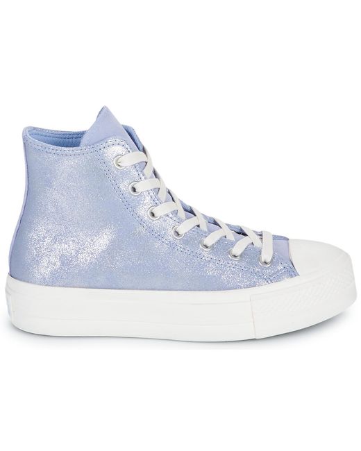 Converse Blue Turnschuhe Chuck Taylor All Star Lift Platform Suede Shimmer