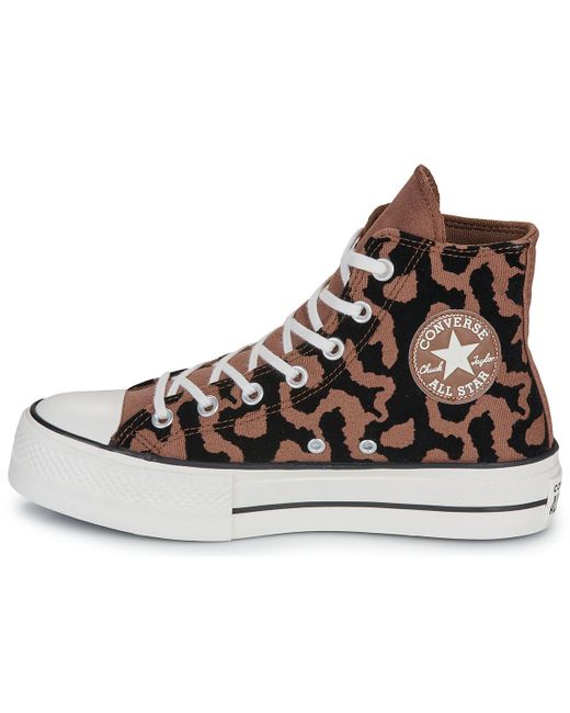 Baskets montantes CHUCK TAYLOR ALL STAR LIFT PLATFORM LEOPARD REMIX Converse en coloris Brown