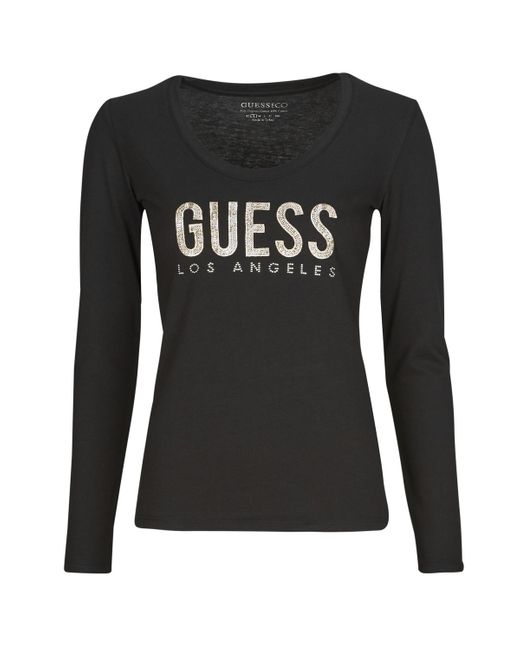 Guess T-Shirt Lange Mouw Python Logo in het Black