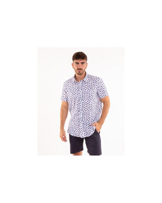Chemise Chemise manches courtes fleuri en coton lin Camberabero pour homme en coloris Blue