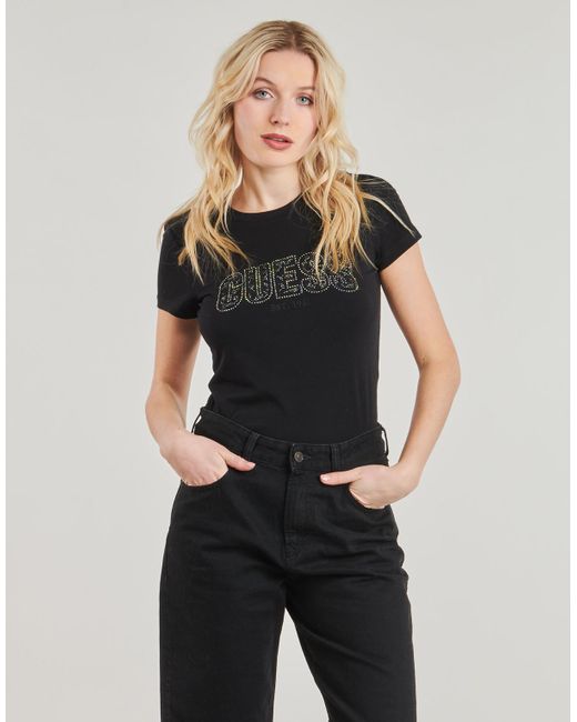 Guess Black T-Shirt Logo Lace