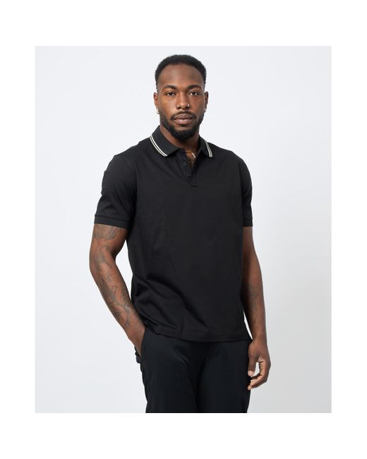 T-shirt Polo avec col rayé EAX pour homme en coloris Black