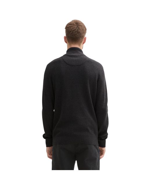 Pull Pullover Strickpullover Troyer Tom Tailor pour homme en coloris Black