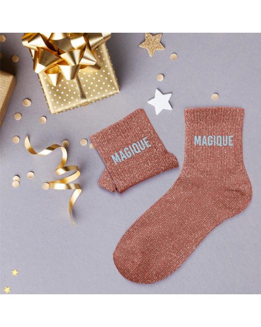 Accessoires Chaussettes Magique marron à paillettes Sud Trading en coloris Red