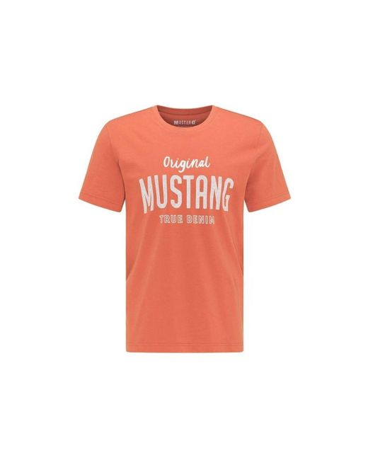 Mustang T-Shirt Korte Mouw Alex C Print in het Pink voor heren