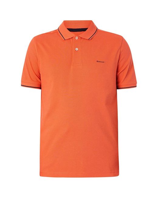 Polo Polo en piqué à bascule Gant pour homme en coloris Orange