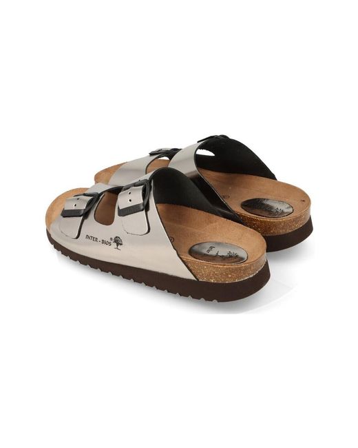 Sandales plates Interbios en coloris Brown