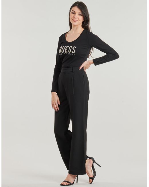 Guess T-Shirt Lange Mouw Python Logo in het Black