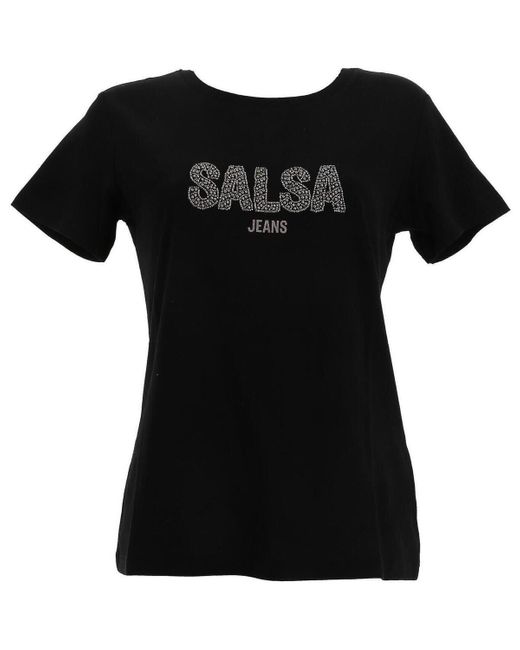 T-shirt Beads and pearls branding t-shirt Salsa Jeans en coloris Black
