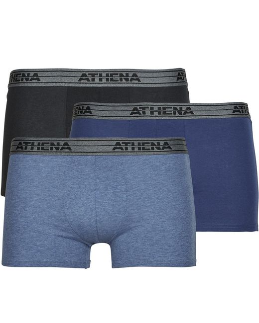 Athena Boxers Basic Coton Pack De 4 in het Blue voor heren