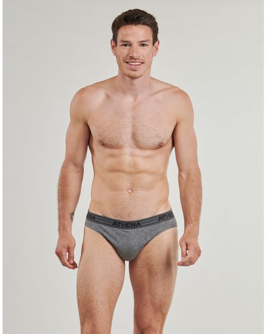 Athena Slips Basic Coton Pack De 4 in het Gray voor heren
