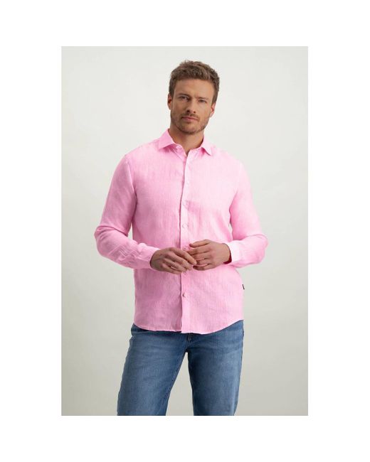 State Of Art Overhemd Lange Mouw Overhemd Linnen in het Pink voor heren