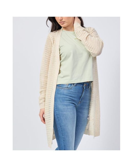 Gilet Cardigan long en mélange de lin ajouré Yes Zee en coloris Blue