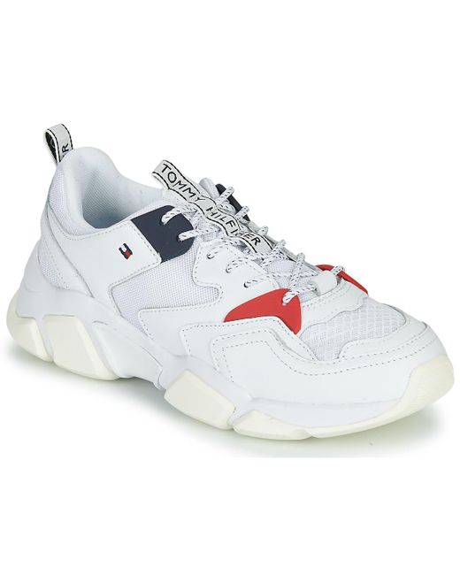 tommy hilfiger chunky mixed textile trainers