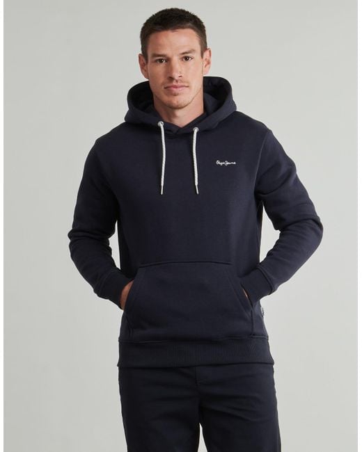 Pepe Jeans Sweatshirt Macbeth Small Logo Plain Hoodie in Blue für Herren