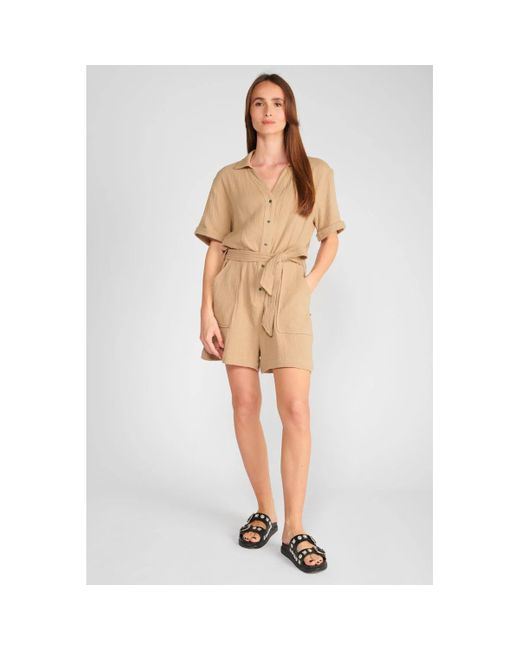 Combinaisons Combi-short ayote en gaze de coton beige sable Le Temps Des Cerises en coloris Brown