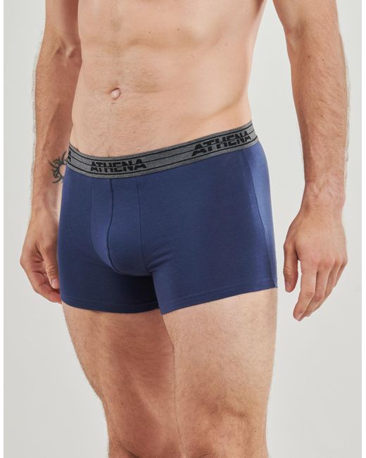 Athena Boxer Basic Coton Pack De 4 in Blue für Herren