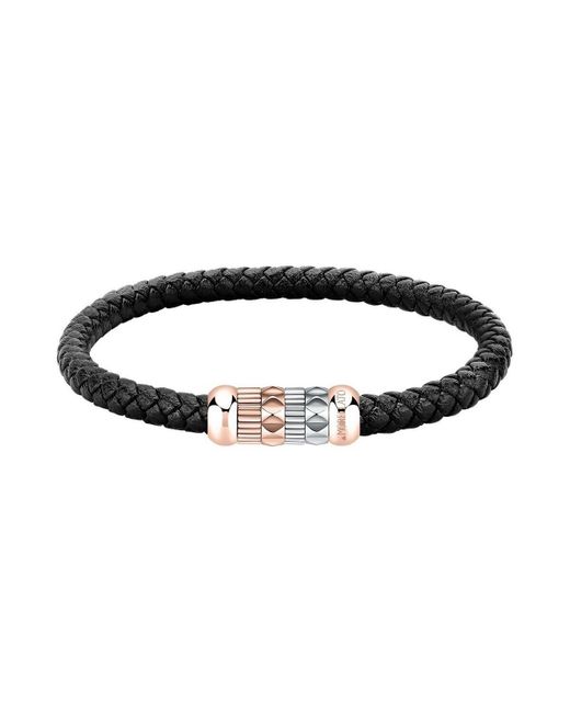 Bracelets Bracelet en Acier Bicolore et Cuir Noir Morellato pour homme en coloris Black