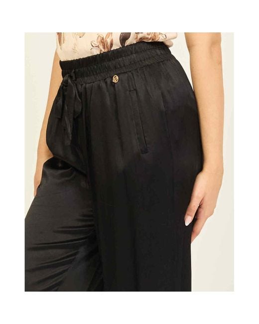 Pantalon Pantalon en viscose avec cordon de serrage Yes Zee en coloris Black