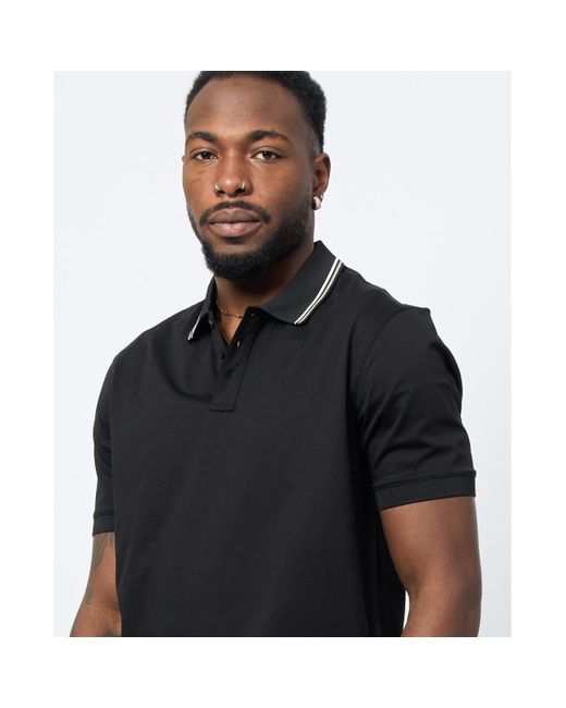T-shirt Polo avec col rayé EAX pour homme en coloris Black